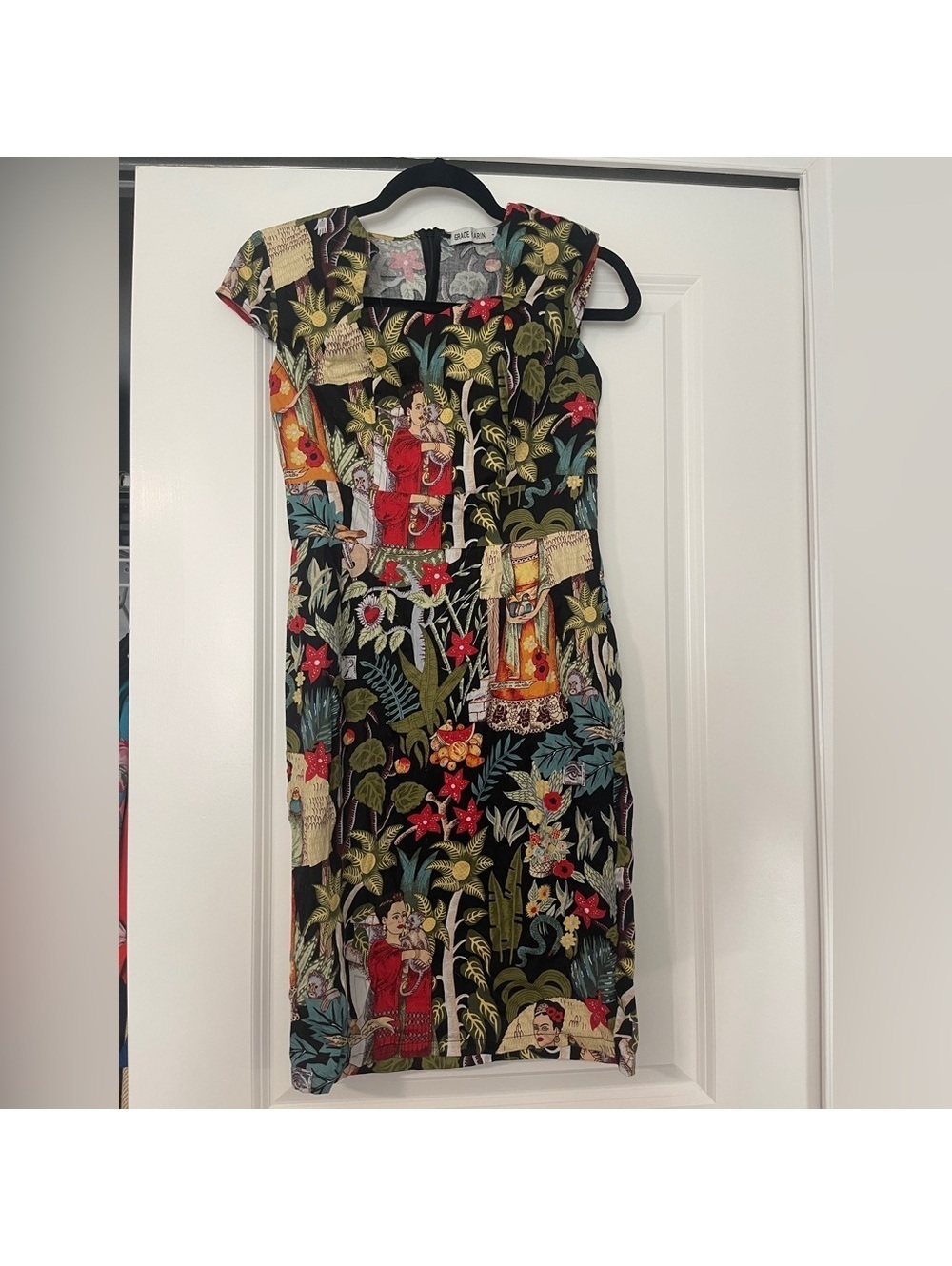 Grace Karin Tropical Print Midi Dress